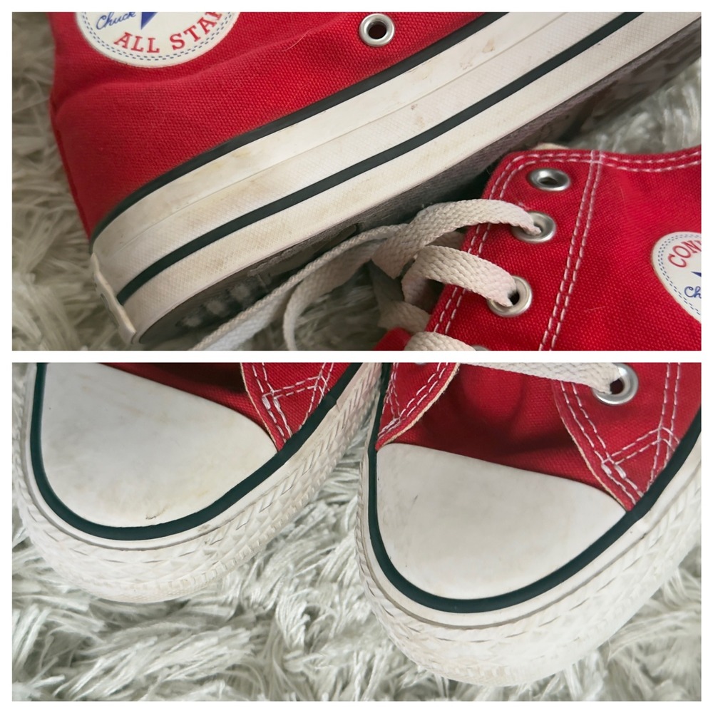 Converse Chuck Taylor All Star Red Canvas High Top Sneakers M 7 W 9 - Picture 7 of 14